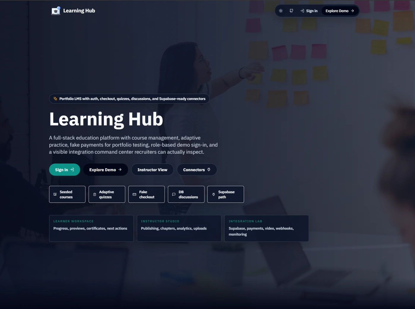 Learning Hub landing page