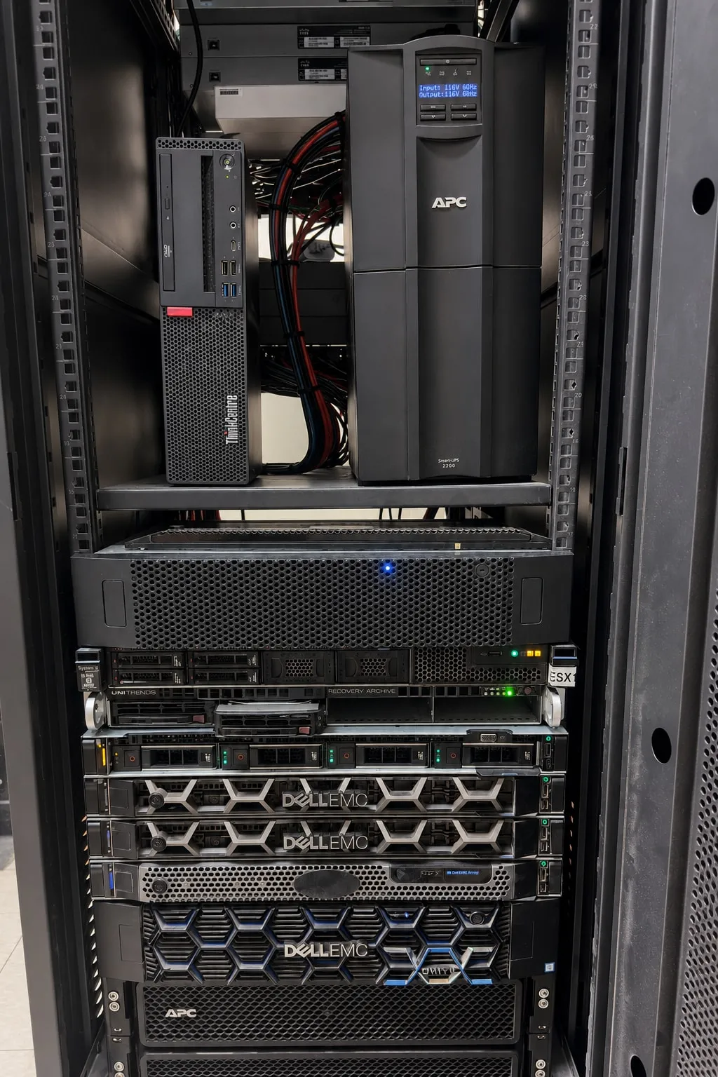 Server rack Usama has worked on in the field